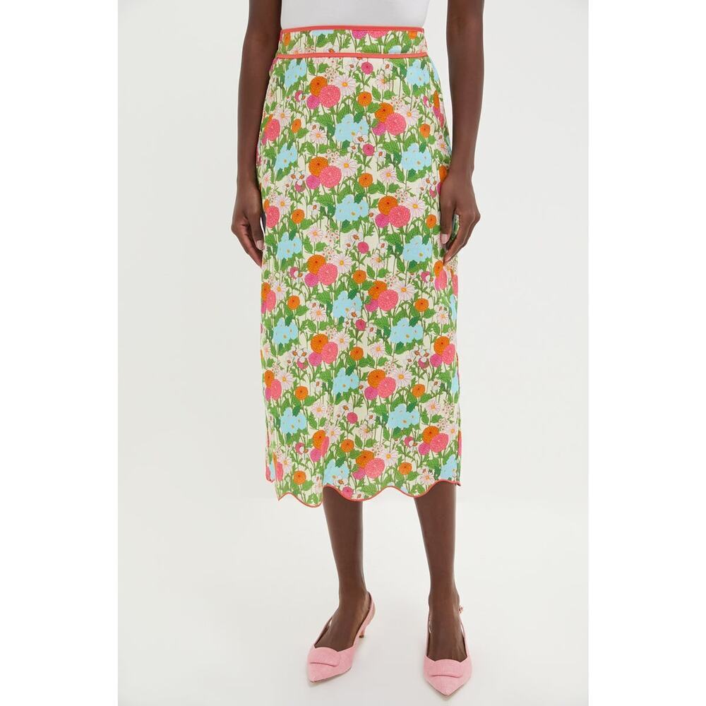 HYACINTH HOUSE Multi Green Begonia Floral Ida Midi Skirt Size XS NWT